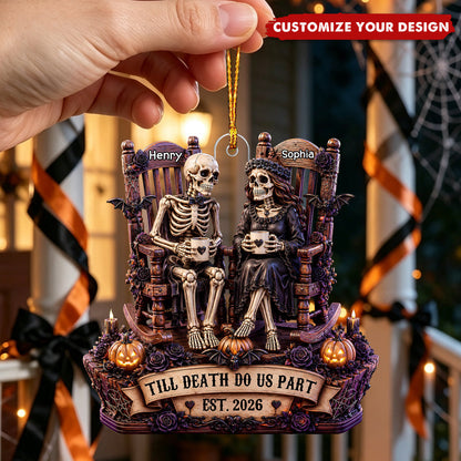 Till Death Do Us Part Skeleton Couple Christmas Decor - Personalized Wooden Ornament