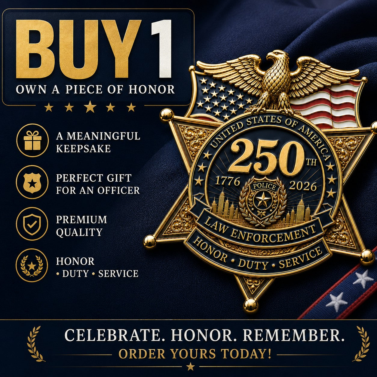 ⚡️Last Day 49% OFF - America 250 Law Enforcement Brooch