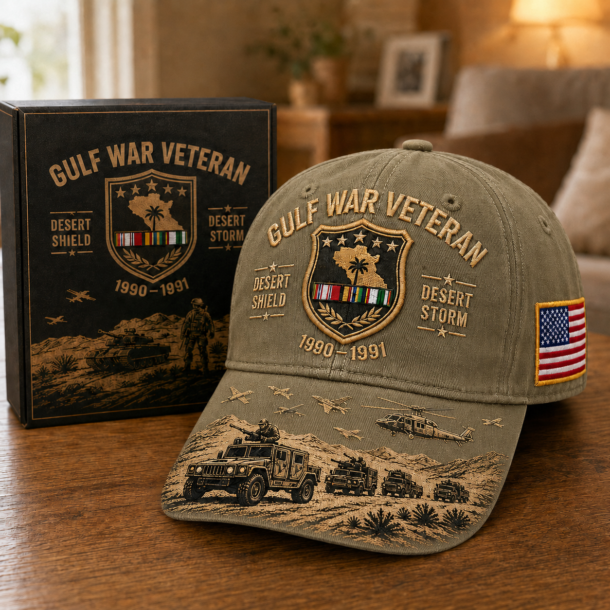 Gulf War Veteran Desert Shield & Desert Storm Commemorative Cap (buy 2 10% off)