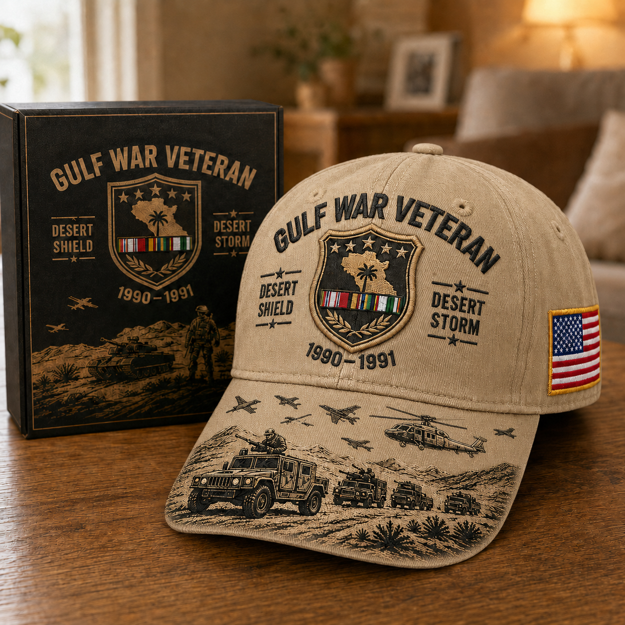 Gulf War Veteran Desert Shield & Desert Storm Commemorative Cap (buy 2 10% off)