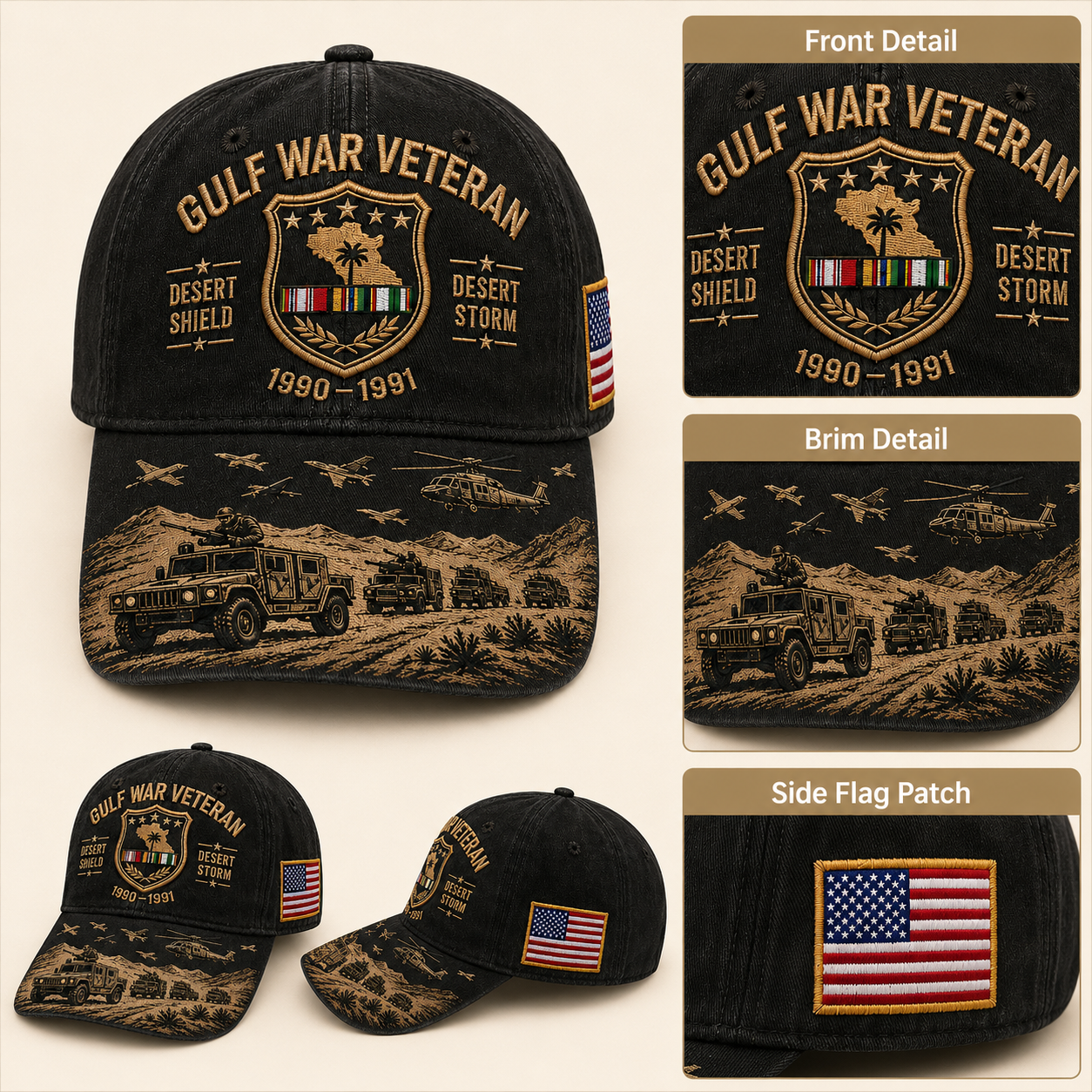 Gulf War Veteran Desert Shield & Desert Storm Commemorative Cap (buy 2 10% off)