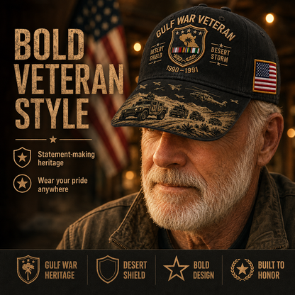Gulf War Veteran Desert Shield & Desert Storm Commemorative Cap (buy 2 10% off)