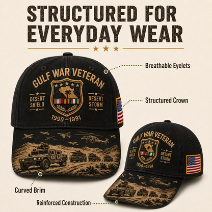 Gulf War Veteran Desert Shield & Desert Storm Commemorative Cap (buy 2 10% off)