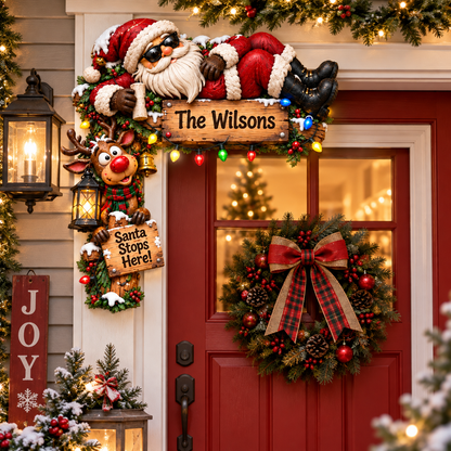 Personalized Santa & Reindeer Christmas Door Frame Corner Decor