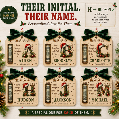 Personalized Initial Christmas Money Holder Ornament