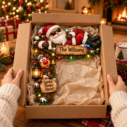 Personalized Santa & Reindeer Christmas Door Frame Corner Decor