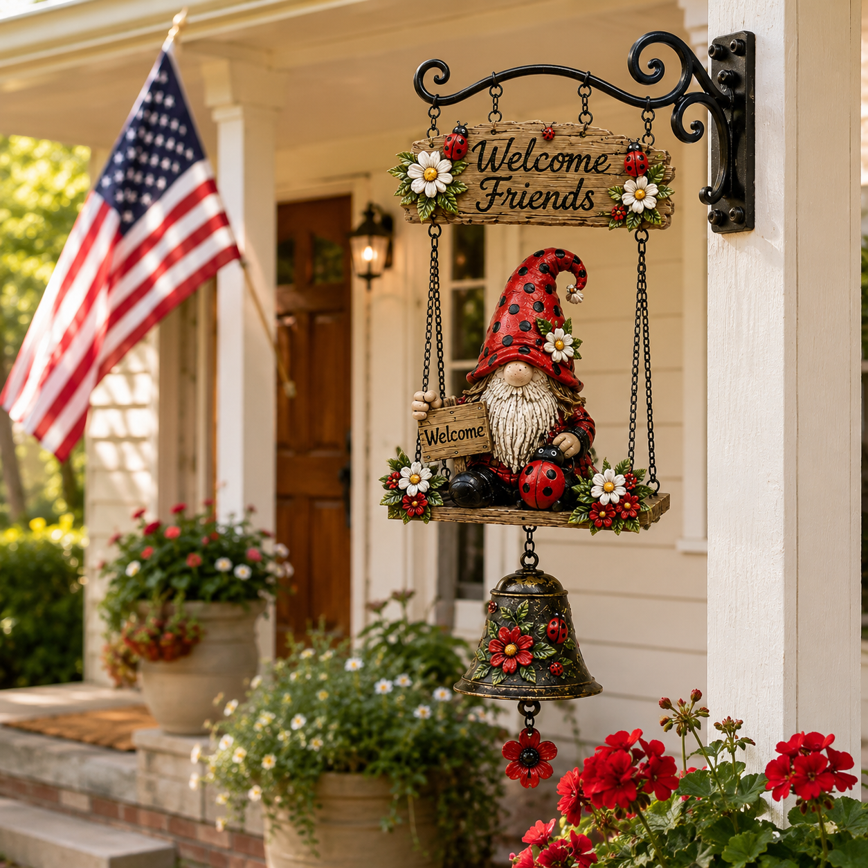 Rustic Garden Gnome Bell Outdoor Decor (buy 2 10% off)