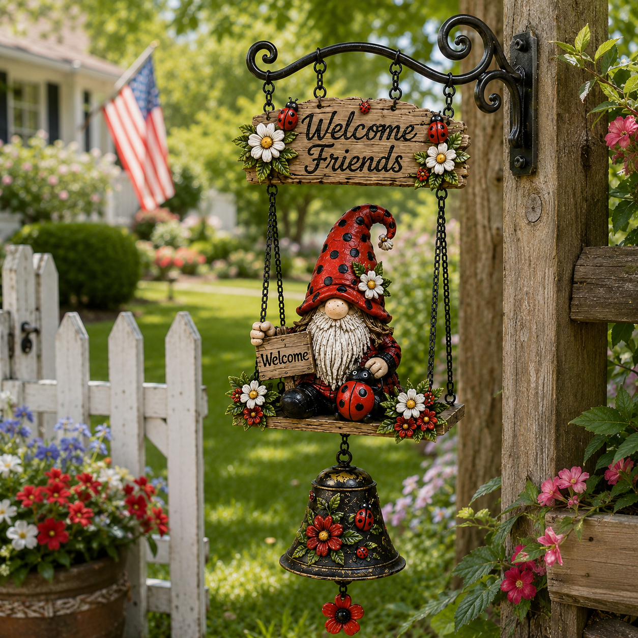 Rustic Garden Gnome Bell Outdoor Decor (buy 2 10% off)