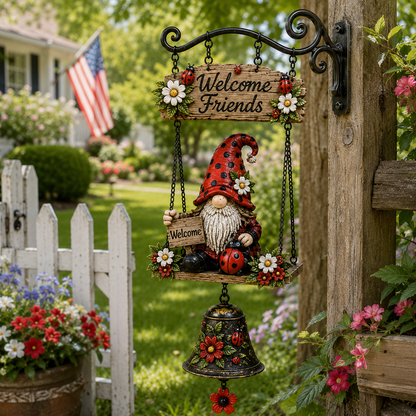 Rustic Garden Gnome Bell Outdoor Decor (buy 2 10% off)