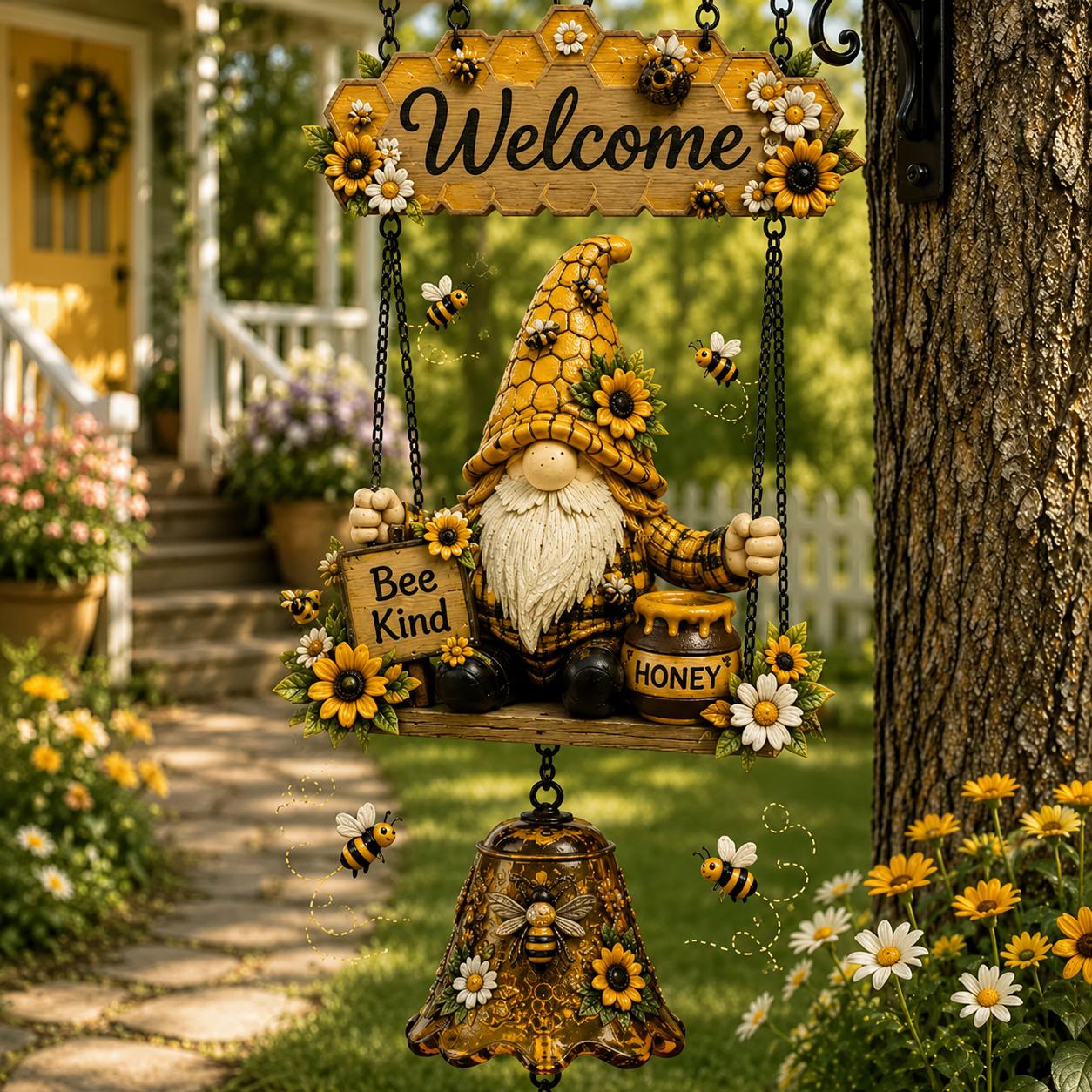 Rustic Garden Gnome Bell Outdoor Decor (buy 2 10% off)