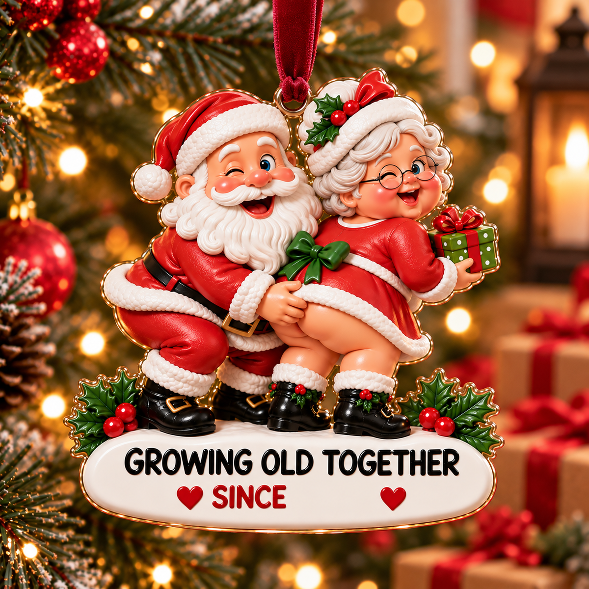 🎅 Personalized Growing Old Together Couple Ornament