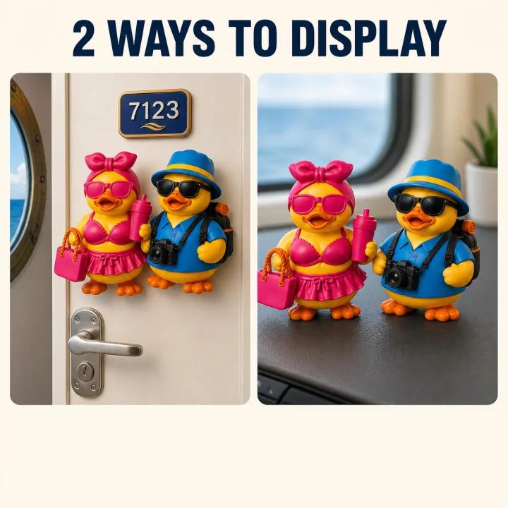 Personalized Beach Duck Door Magnet and Standing Display with Custom Name Cruise Gift for Partner