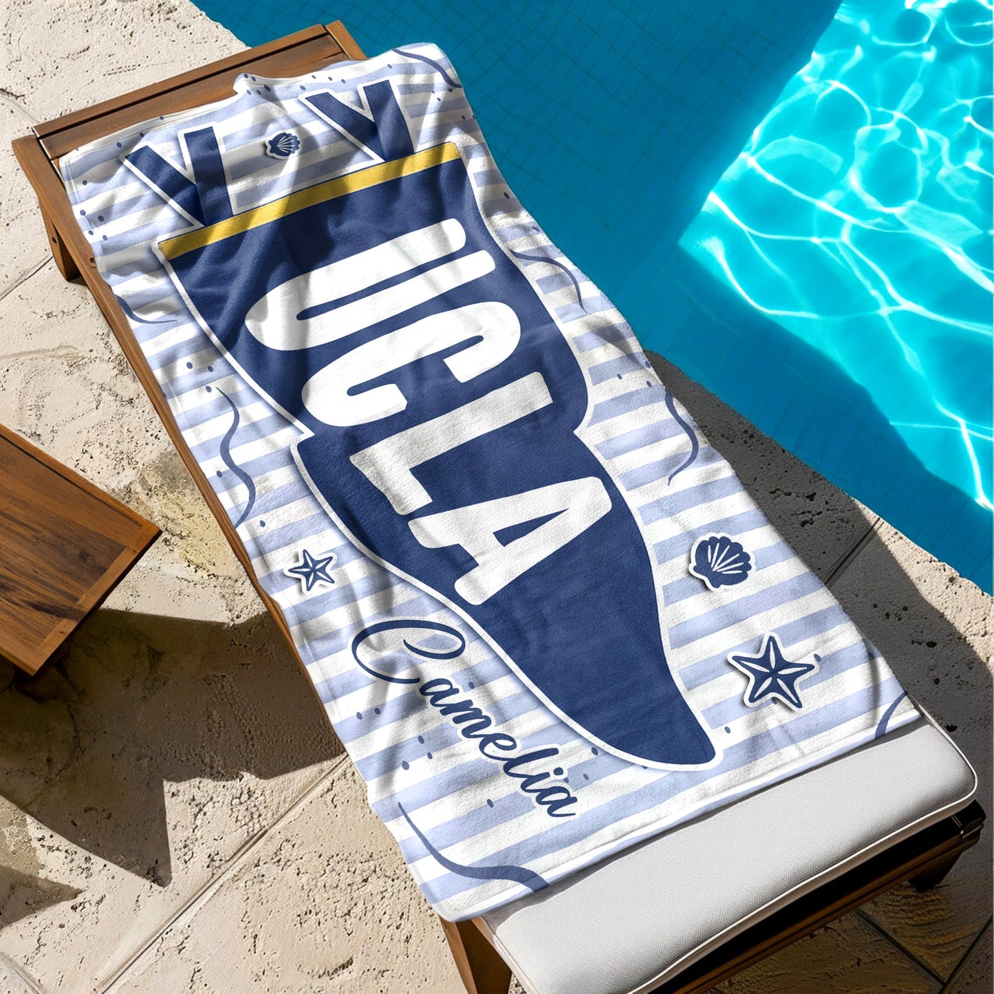 Custom School Pennant Flag Graduation Gift - Personalized Beach Towel