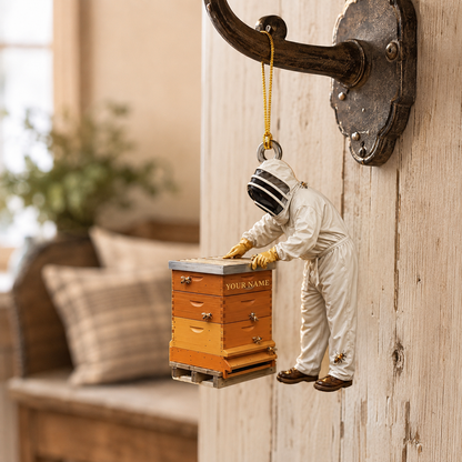 Personalized Beekeeper Ornament, Custom Honey Bee Keeper Acrylic Ornament with Name, Gift for Beekeepers and Bee Lovers