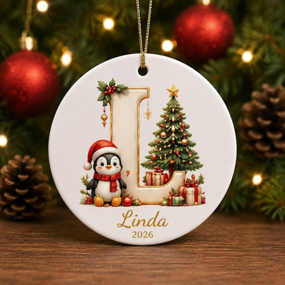 Personalized Reindeer Letter Ornament -Custom Initial A–Z Christmas Keepsake