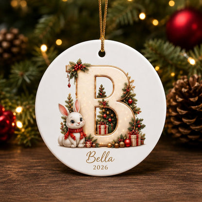 Personalized Reindeer Letter Ornament -Custom Initial A–Z Christmas Keepsake