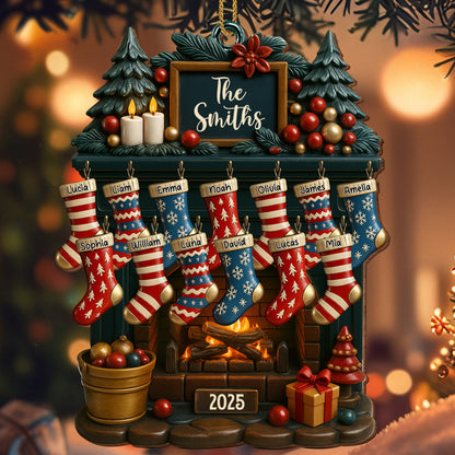 Holiday Gatherings Customized Family Name Wood Ornament - Personalized Custom Wood Ornament, Custom Shaped