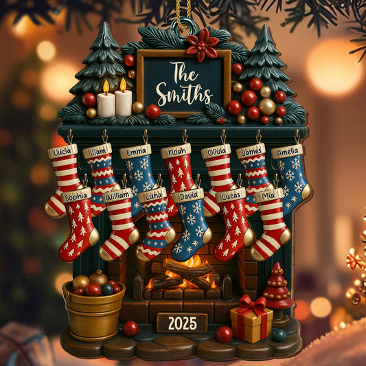 Holiday Gatherings Customized Family Name Wood Ornament - Personalized Custom Wood Ornament, Custom Shaped