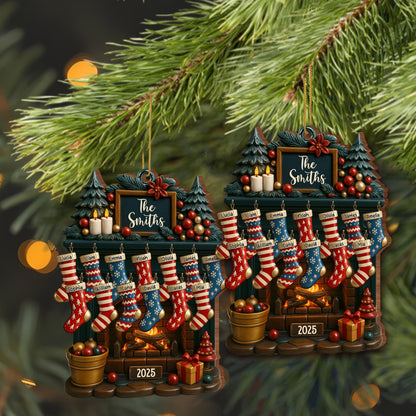 Holiday Gatherings Customized Family Name Wood Ornament - Personalized Custom Wood Ornament, Custom Shaped