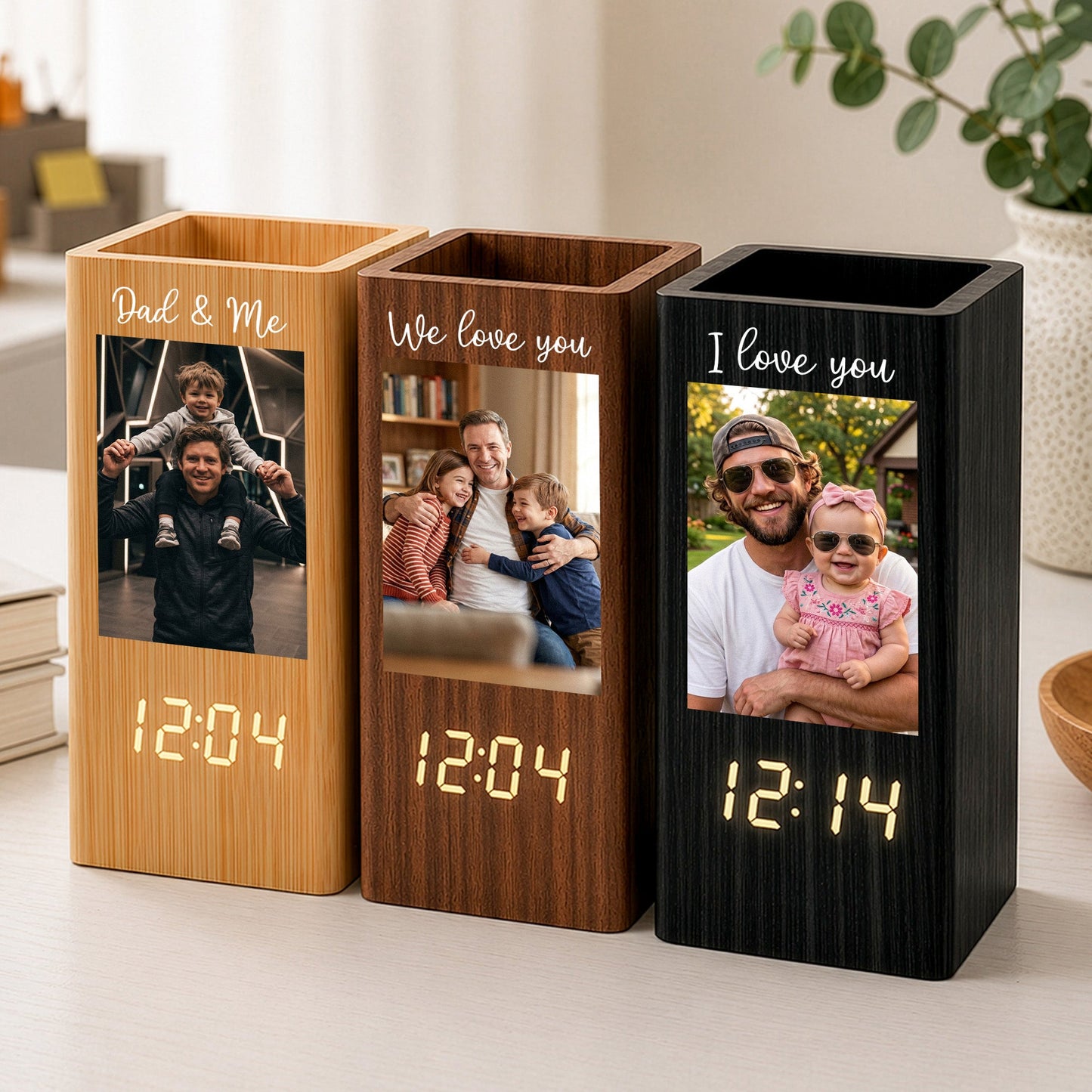 Personalized Pen Holder With Clock