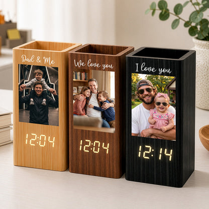 Personalized Pen Holder With Clock
