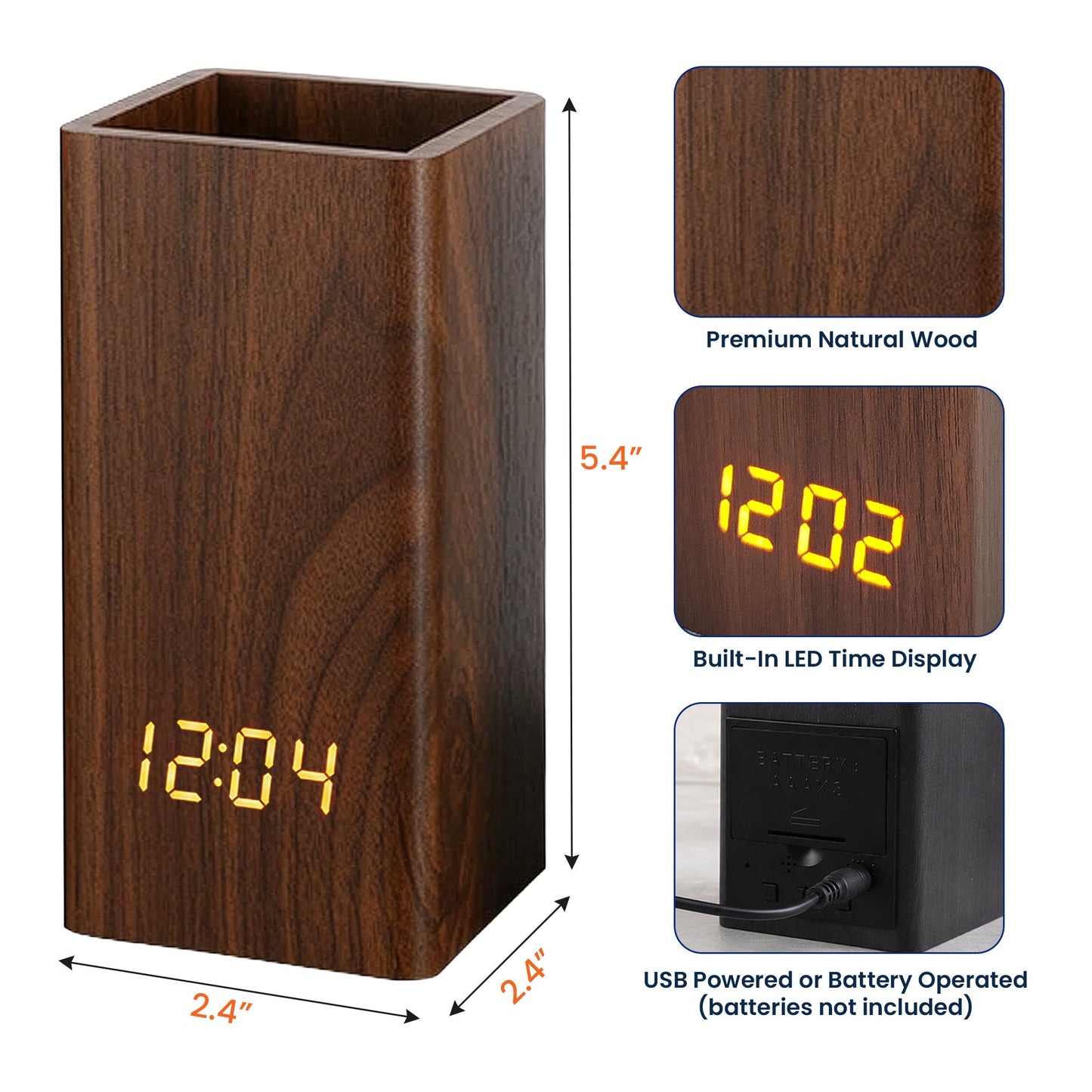 Personalized Pen Holder With Clock