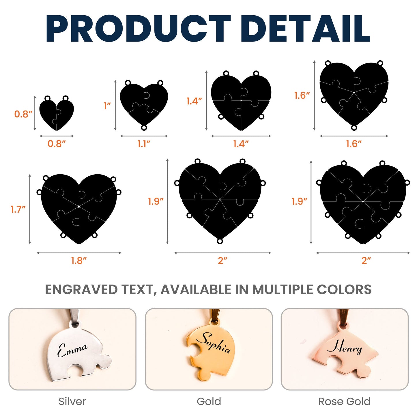 Friendship Puzzle Hearts - Personalized Heart Puzzle Name Necklace - Gift For Friend