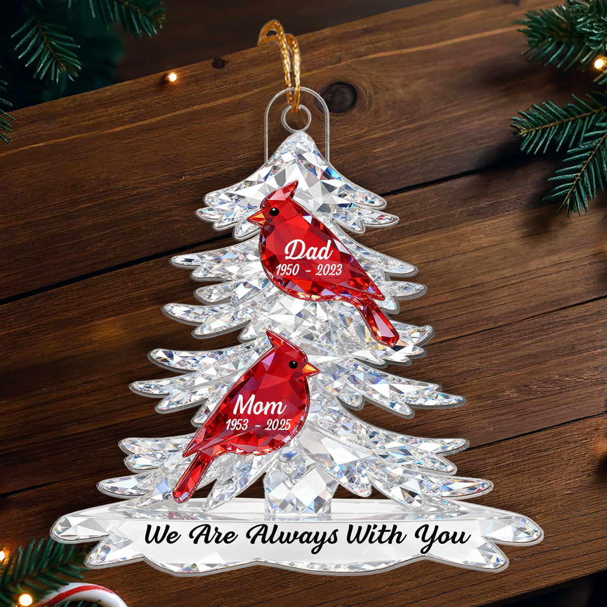 Cardinals Memorial - Personalized Acrylic Ornament - Remembrance Gift, Sympathy Gift For Whole Family, Extended Family