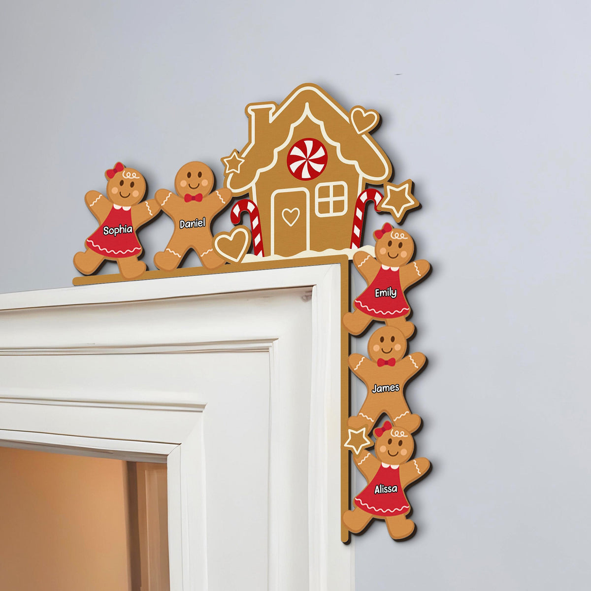Gingerbread House Christmas Decoration - Personalized Door Corner Sign