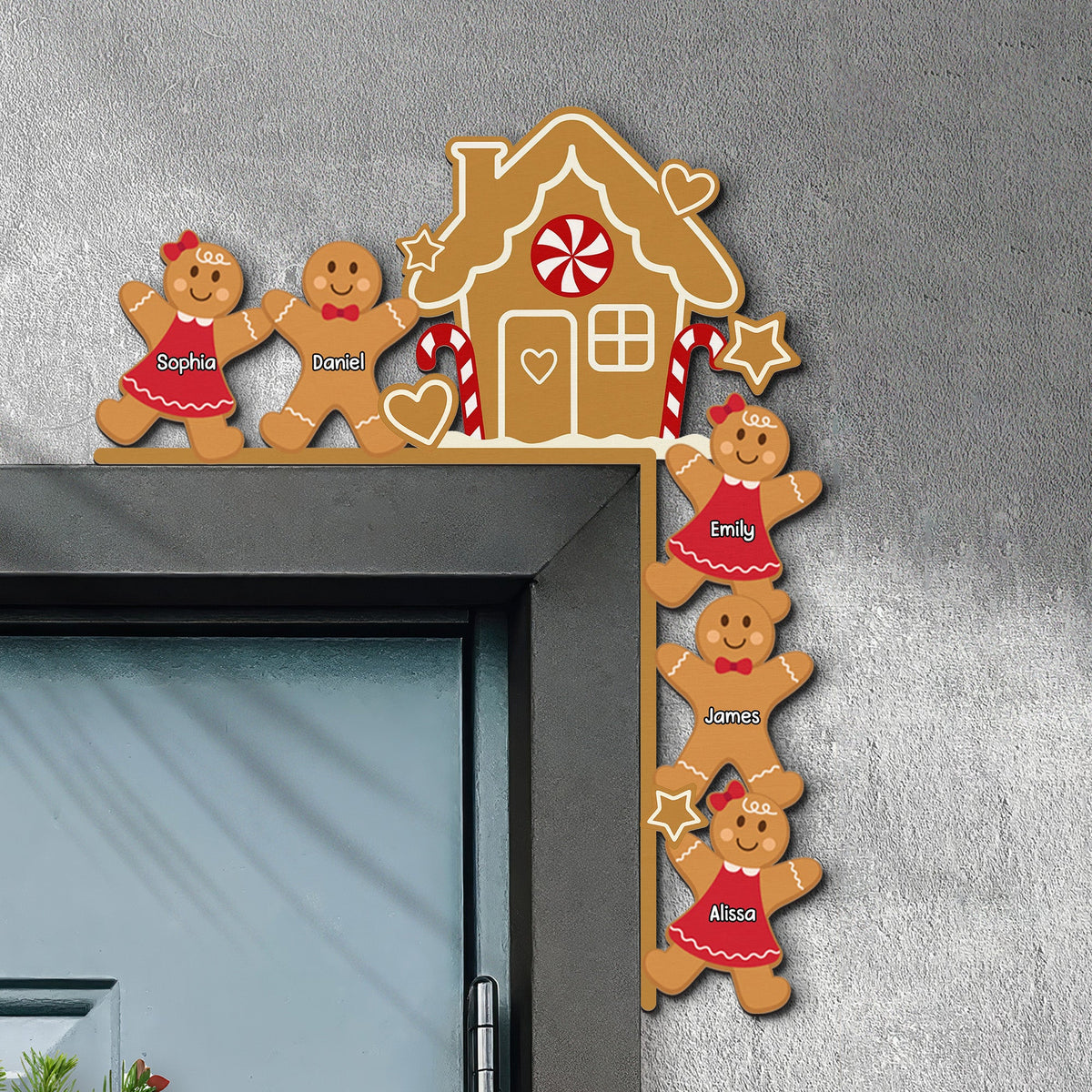 Gingerbread House Christmas Decoration - Personalized Door Corner Sign