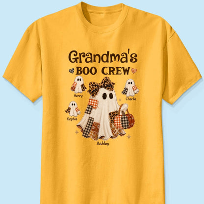 Grandma Fall Season Halloween Faux Patchwork Pattern Coquette - Personalized Shirt - Halloween Gift For Grandma