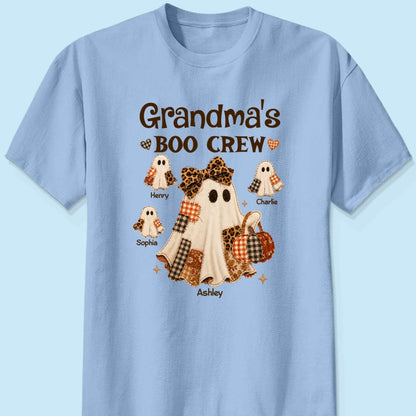 Grandma Fall Season Halloween Faux Patchwork Pattern Coquette - Personalized Shirt - Halloween Gift For Grandma