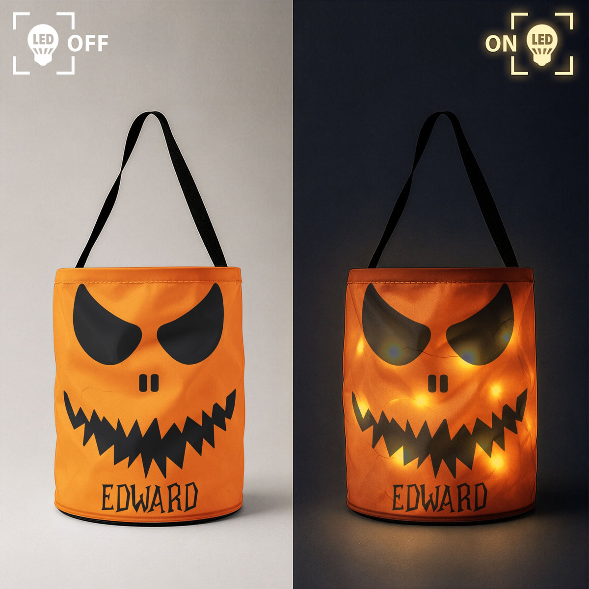 Halloween Candy Bag For Kids Scary Pumpkin Face - Personalized Halloween Basket