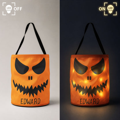 Halloween Candy Bag For Kids Scary Pumpkin Face - Personalized Halloween Basket