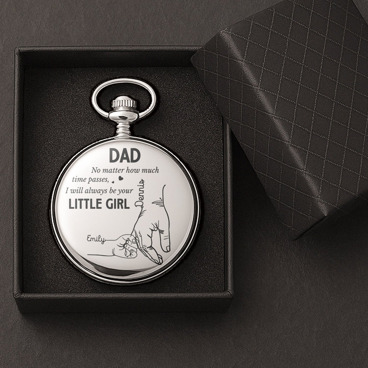 Father's Day Gifts, How Much Time Passes, I Will Always Be Your Little Girl - Personalized Pocket Watch - Gift For Dad