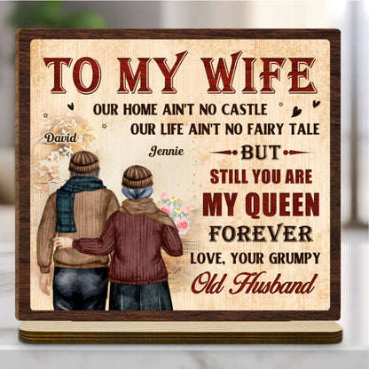 To My Queen - Personalized Custom 2-Layer Wood Plaque With Flat Base