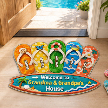 Hello Summer Vibe Welcome To Grandma Grandpa House - Personalized Doormat - Grandparents House Summer Decoration