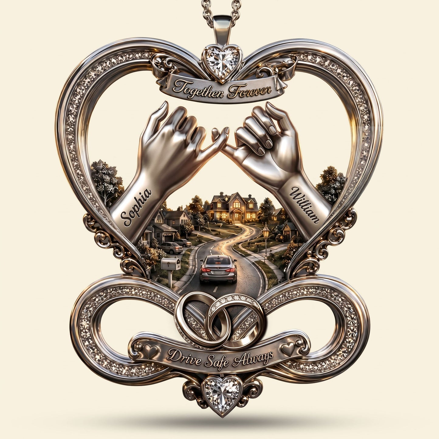Infinity Love Car Ornament - Personalized Gifts For Couple