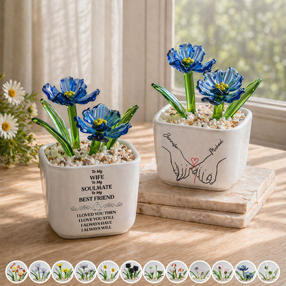 To My Wife Soulmate Best Friend - Personalized Custom Glass Birth Month Flower