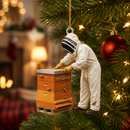 Personalized Beekeeper Ornament, Custom Honey Bee Keeper Acrylic Ornament with Name, Gift for Beekeepers and Bee Lovers