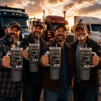 Personalized Best Truck Driver 3D 40oz Tumbler with Handle & Straw, Custom Truck Driver Insulated Travel Mug, Gift for Trucker, Trucking Gift for Dad