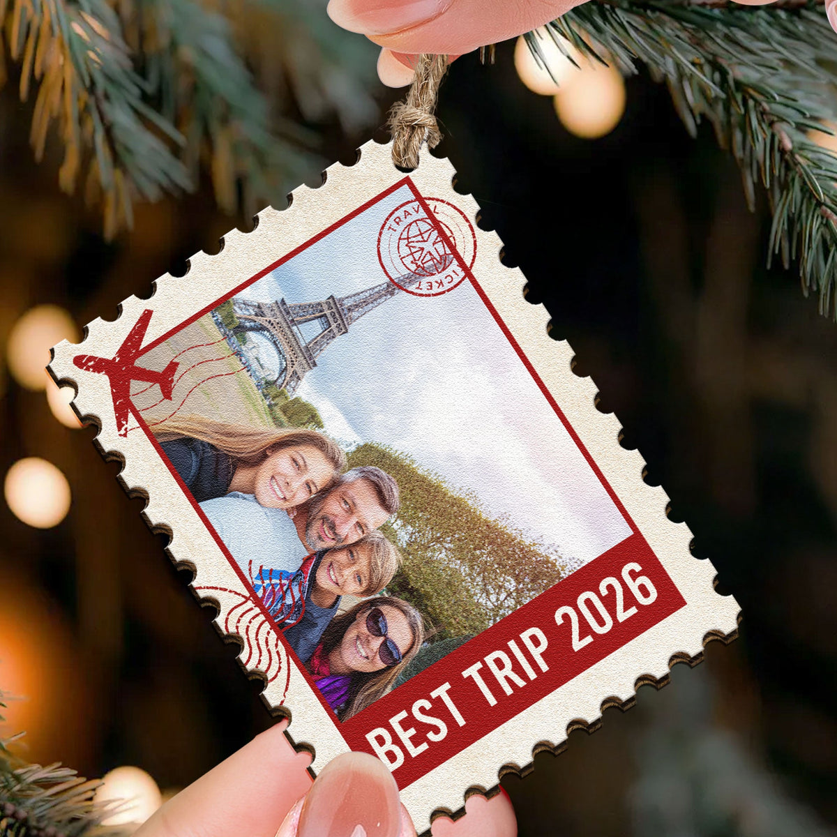 Postage Stamp Memories Family Photo - Personalized Ornament