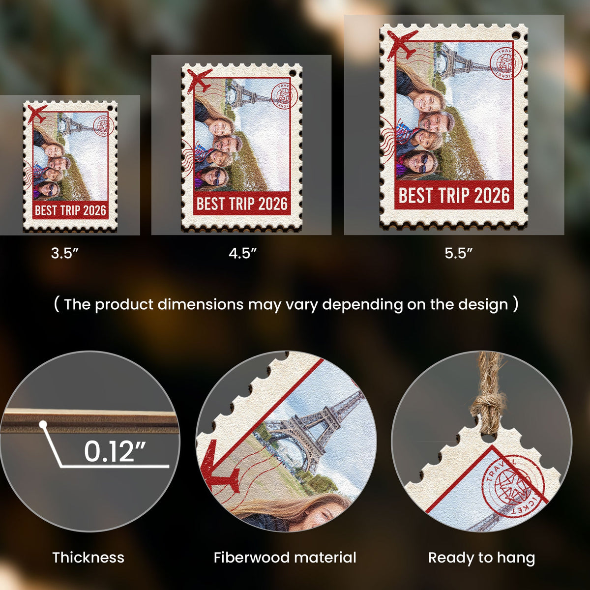 Postage Stamp Memories Family Photo - Personalized Ornament