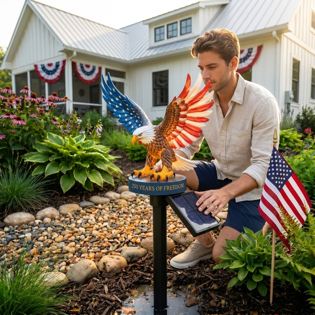 2026 Solar Eagle Garden Light – A Glowing Tribute to American Freedom