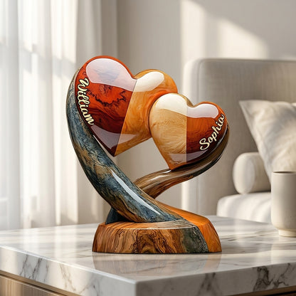 Together Forever - Personalized Two Heart Couple Plaque