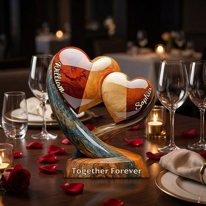 Together Forever - Personalized Two Heart Couple Plaque
