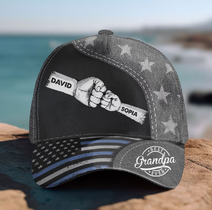Fist Bump Daddy Grandpa - Personalized Classic Cap - Gift For Dad