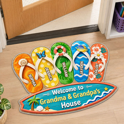 Hello Summer Vibe Welcome To Grandma Grandpa House - Personalized Doormat - Grandparents House Summer Decoration