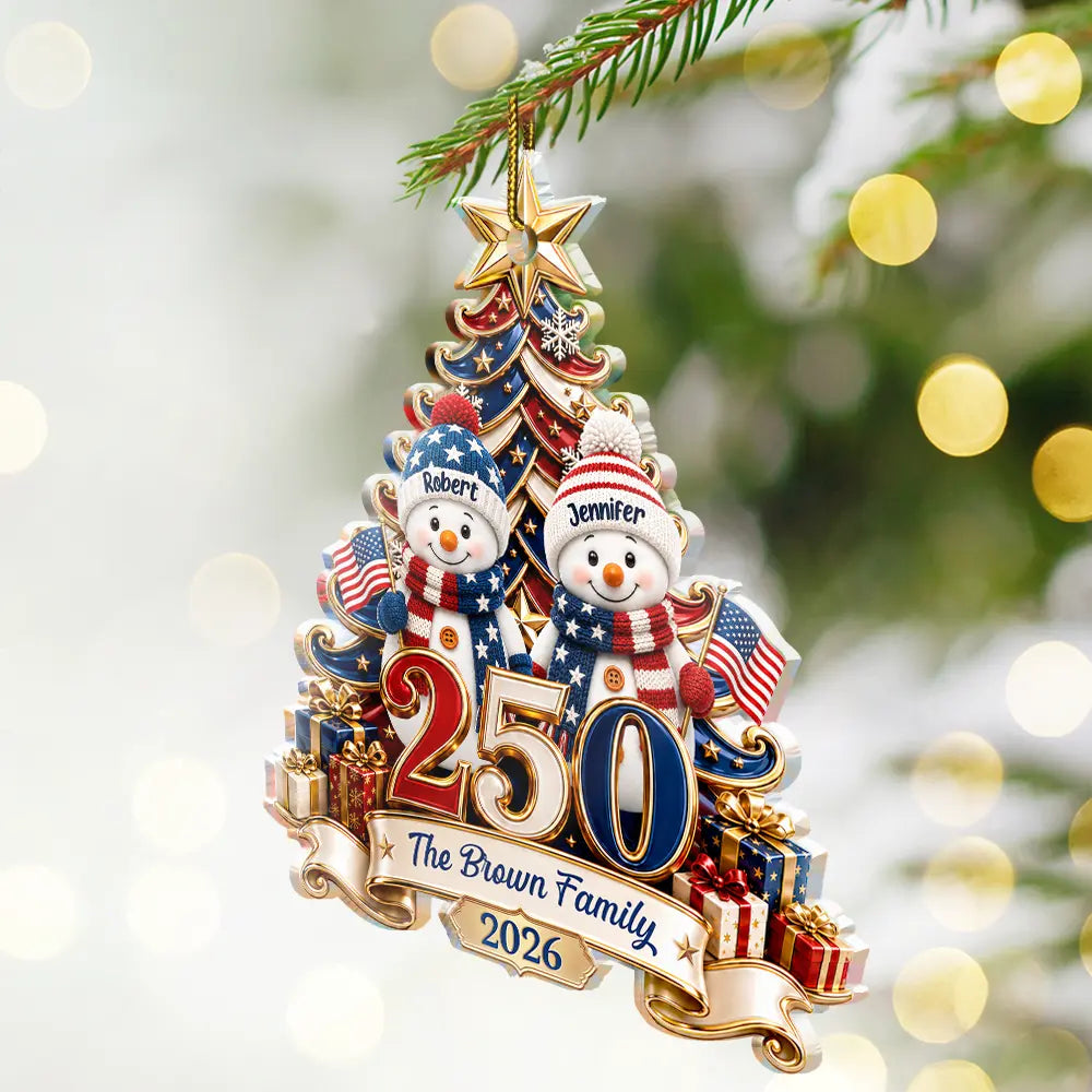 Snowman 250 Years Of Freedom America Anniversary - Personalized Custom Shaped Acrylic Ornament