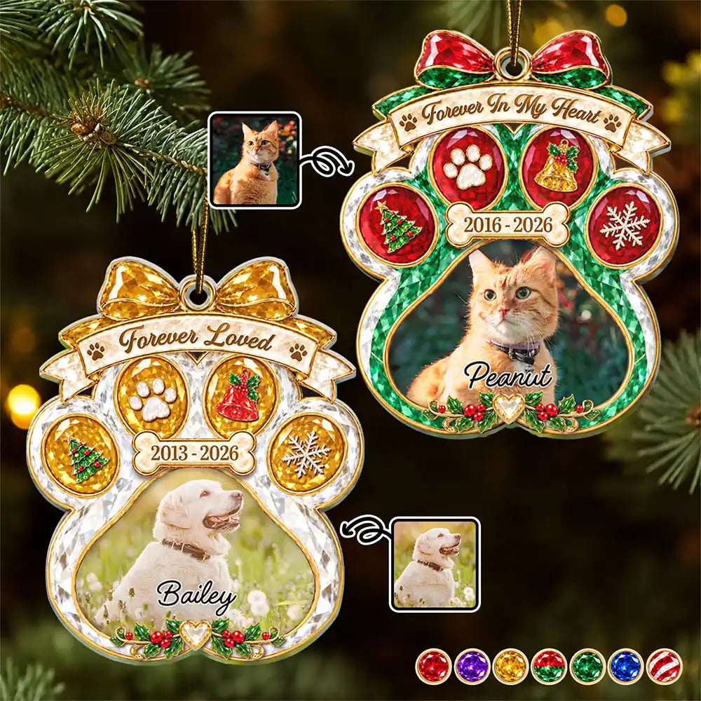 Pet Memorial Christmas Gift - Personalized Custom Photo In Loving Memory Acrylic Ornament